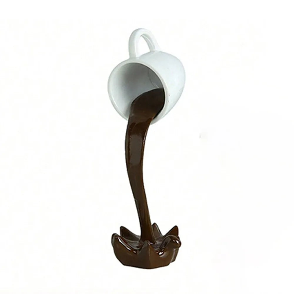 High-end 3D Floating Spilling Coffee Cup Resin Craft Decorative Coffee Cup Ornaments Suspended Cup Sculpture Desktop