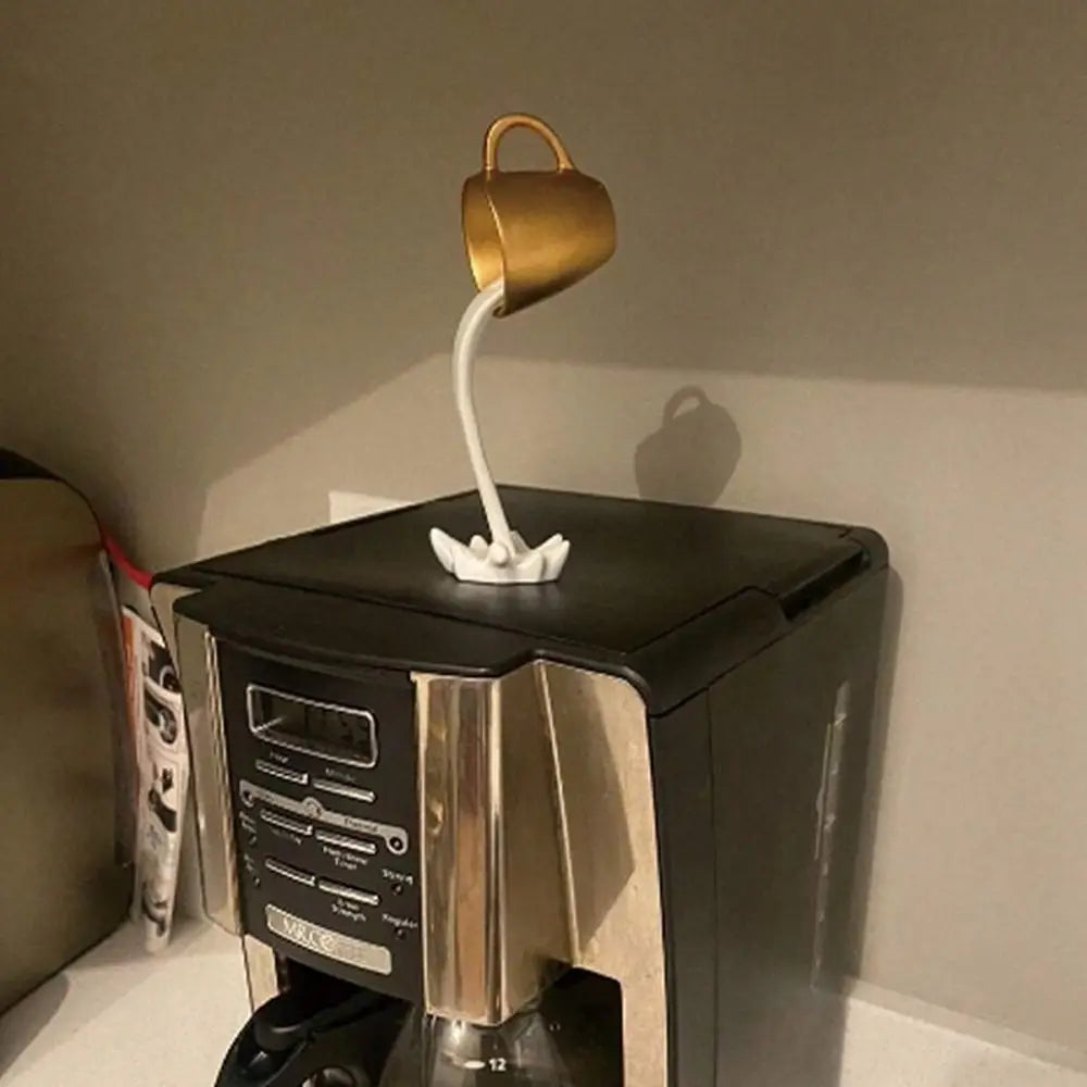 High-end 3D Floating Spilling Coffee Cup Resin Craft Decorative Coffee Cup Ornaments Suspended Cup Sculpture Desktop