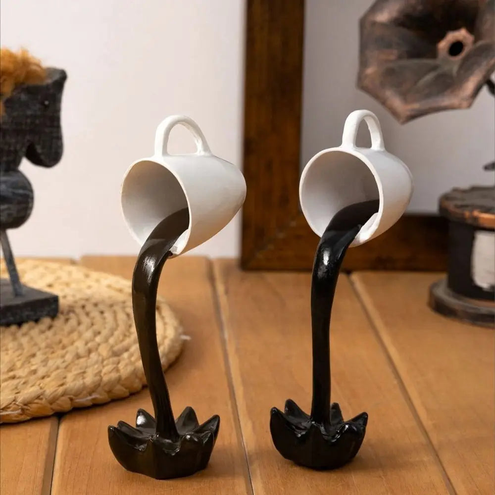 High-end 3D Floating Spilling Coffee Cup Resin Craft Decorative Coffee Cup Ornaments Suspended Cup Sculpture Desktop