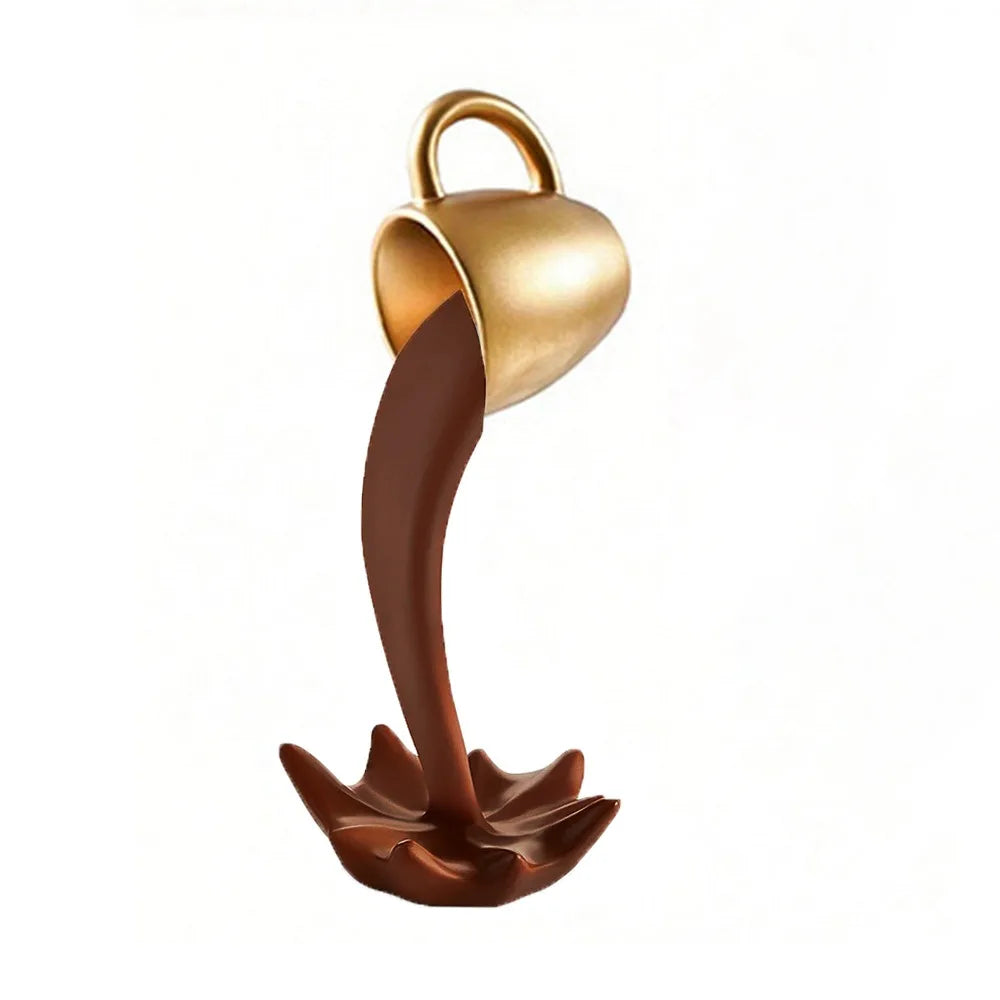 High-end 3D Floating Spilling Coffee Cup Resin Craft Decorative Coffee Cup Ornaments Suspended Cup Sculpture Desktop