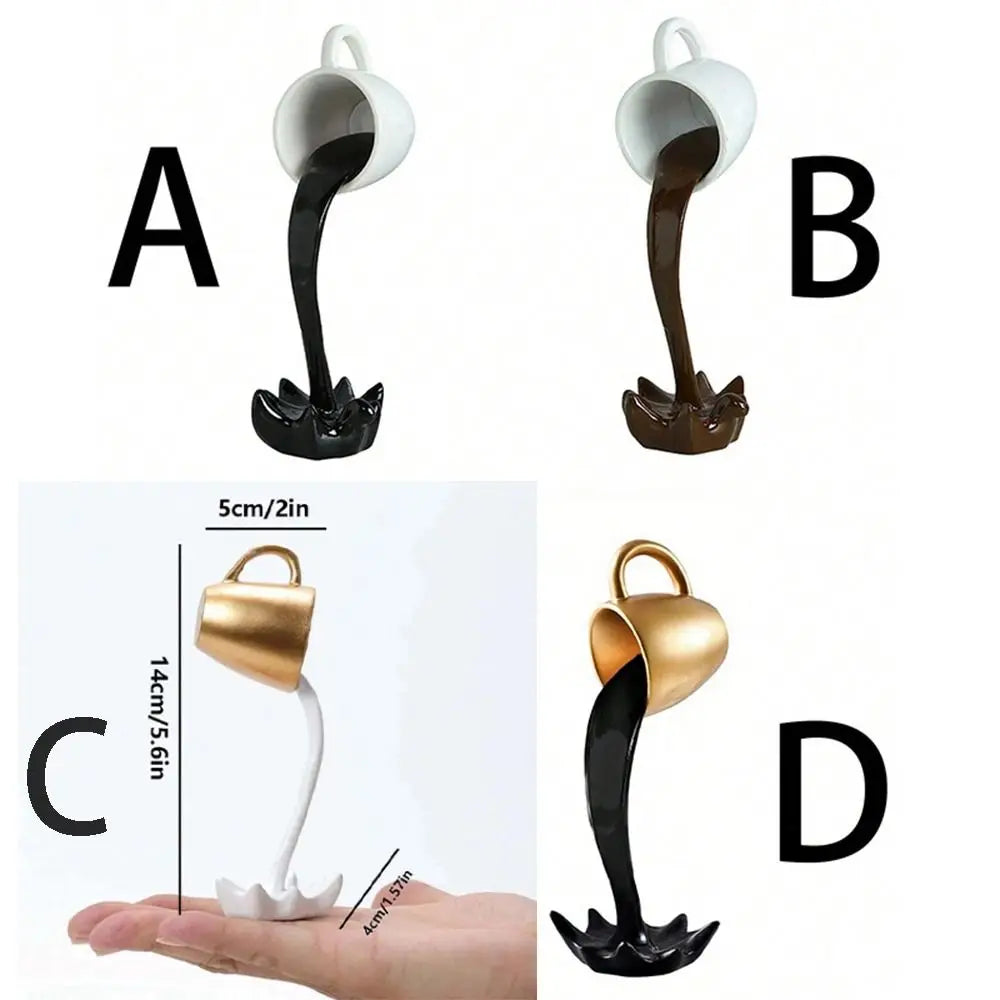 High-end 3D Floating Spilling Coffee Cup Resin Craft Decorative Coffee Cup Ornaments Suspended Cup Sculpture Desktop