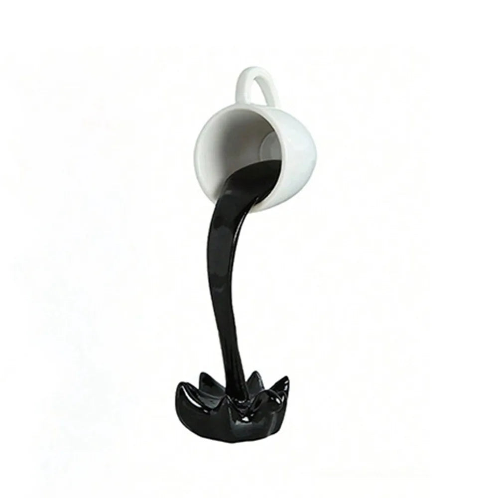 High-end 3D Floating Spilling Coffee Cup Resin Craft Decorative Coffee Cup Ornaments Suspended Cup Sculpture Desktop